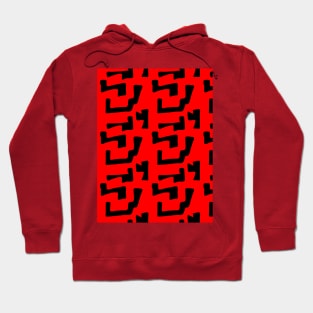 Bright red background with black abstraction Hoodie